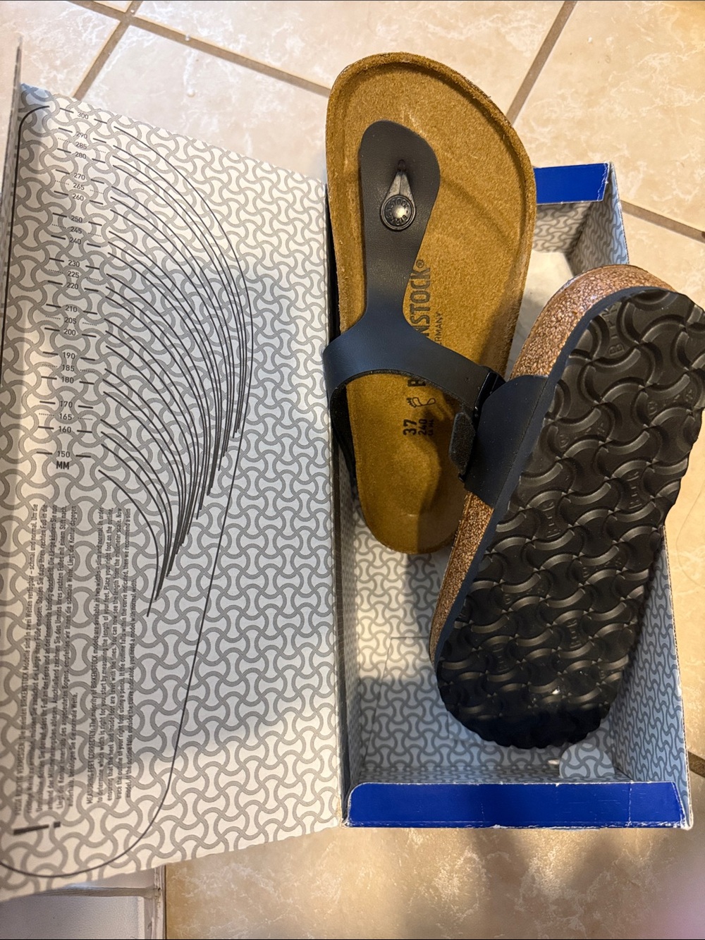 Birkenstock Men's Black Thong Sandal with Cork Footbed